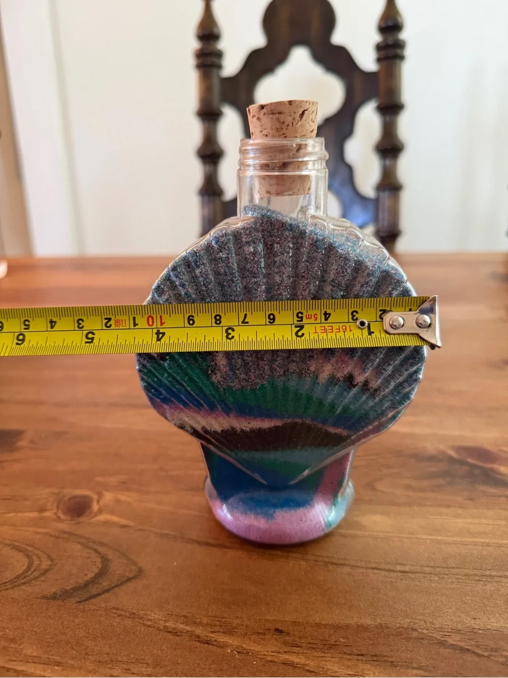 Handmade Seashell Sand Art Bottle - Multicolor